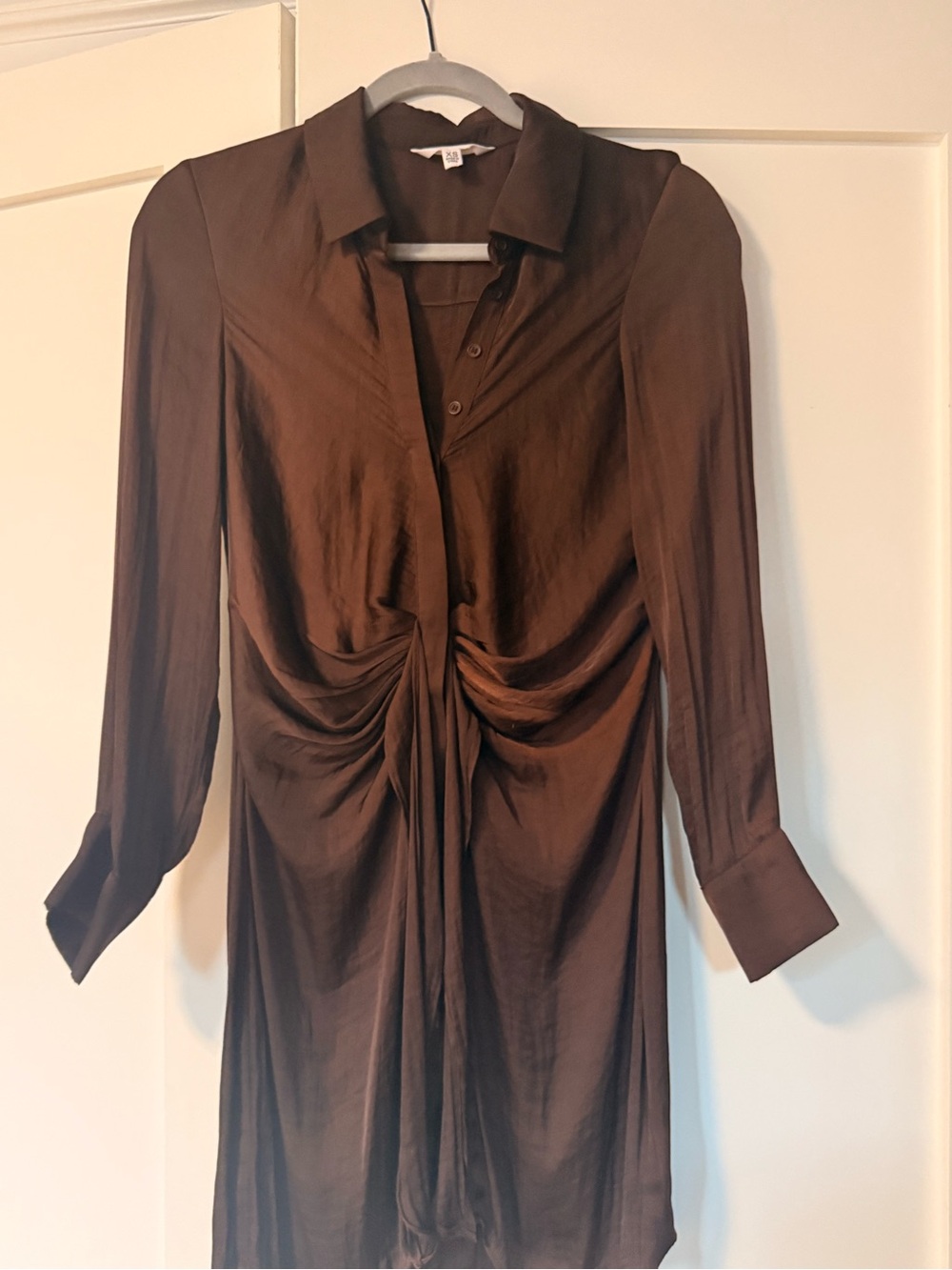 Steve Madden Brown Long-Sleeve Twist-Front Tunic